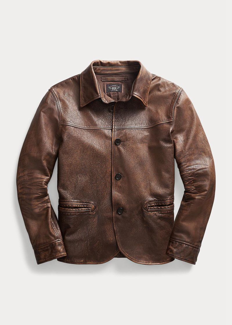 RRL ジャケット メンズ ブラウン レザー Car コート XWBLY3049